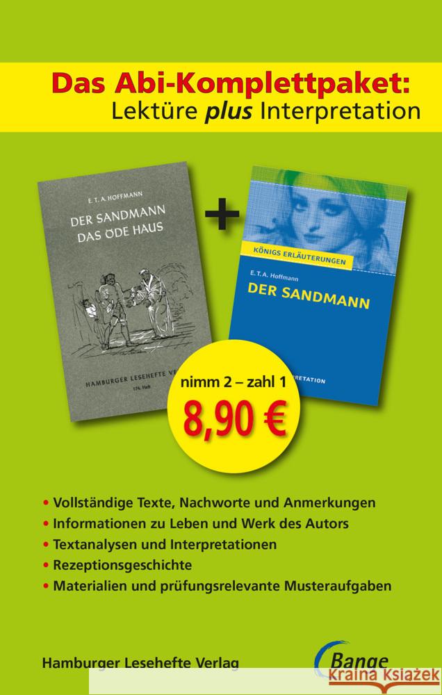 Das Abi-Komplettpaket. Lektüre plus Interpretation - Der Sandmann : Königs Erläuterung mit Hamburger Leseheft Hoffmann, E. T. A. 9783872919090 Bange
