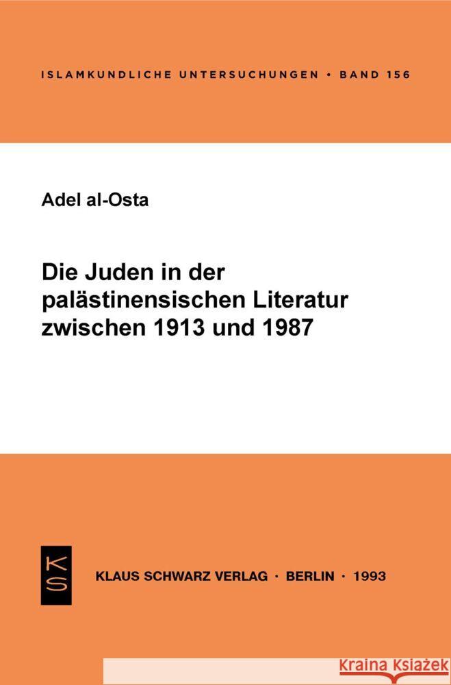 Die Juden in Der Pal Adel Al Osta 9783879972081 Klaus Schwarz