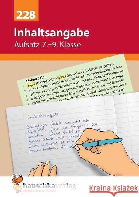 Aufsatz, Inhaltsangabe : Übungsprogramm mit Lösungen für die 7.- 9. Klasse Widmann, Gerhard   9783881002288 Hauschka