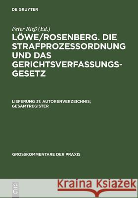 Autorenverzeichnis; Gesamtregister Oliver Brandt 9783899491609 Walter de Gruyter