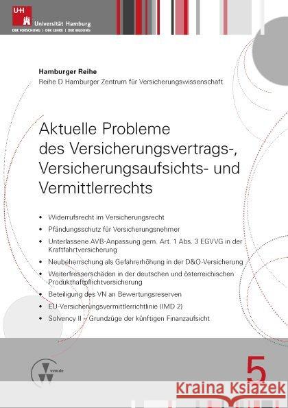 Aktuelle Probleme des Versicherungsvertrags-, Versicherungsaufsichts- und Vermittlerrechts Drees, Holger; Koch, Robert; Nell, Martin 9783899527742