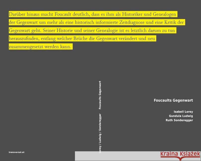 Foucaults Gegenwart : Sexualität - Sorge - Revolution Lorey, Isabell; Ludwig, Gundula; Sonderegger, Ruth 9783903046085 transversal texts