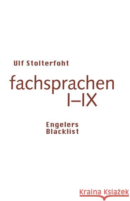 fachsprachen I-IX Stolterfoht, Ulf 9783906050584