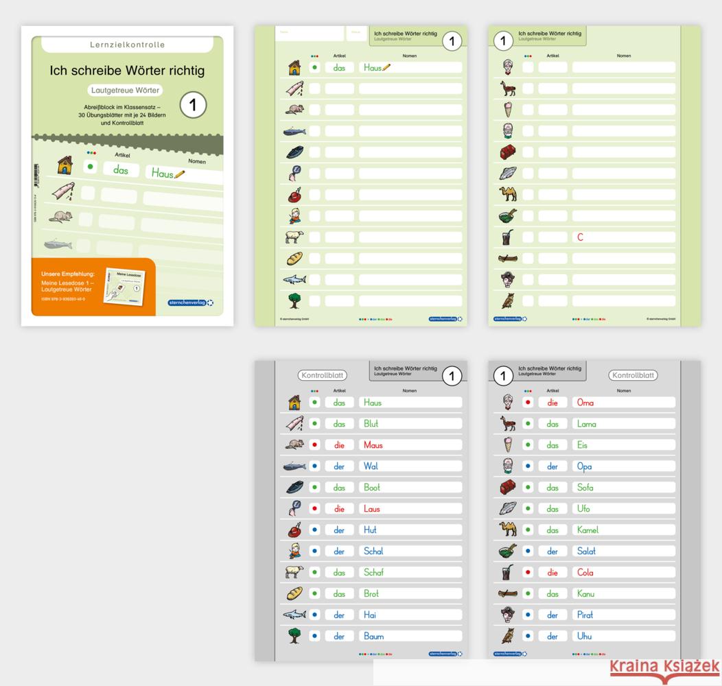 Ich schreibe Wörter richtig - Abreißblock 1 - Lernzielkontrolle - Lautgetreue Wörter Langhans, Katrin 9783910429154 Sternchenverlag