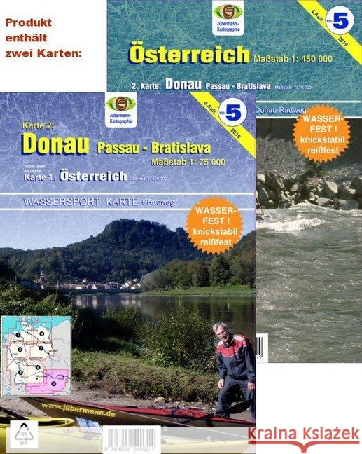 Jübermann Wassersport-Wanderkarte Österreich / Donau, Passau - Bratislava, 2 Bl. : Kanu- und Rudersportgewässer Jübermann, Erhard 9783929540321 Jübermann