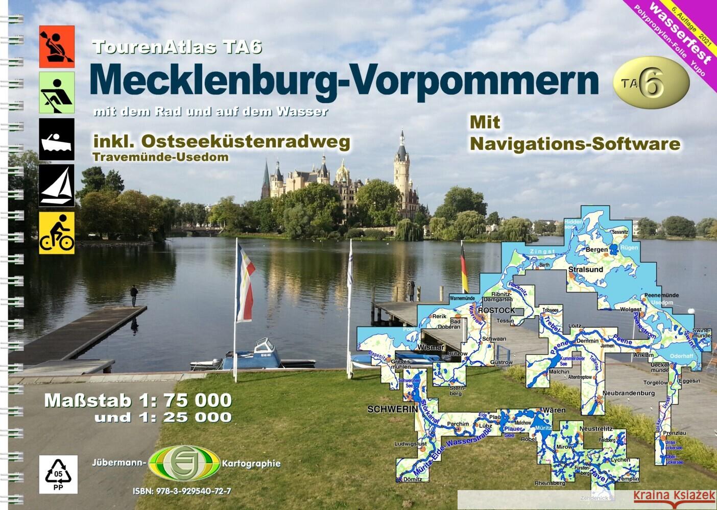 TourenAtlas Wasserwandern / TA6 Mecklenburg-Vorpommern Jübermann, Erhard 9783929540727 Jübermann