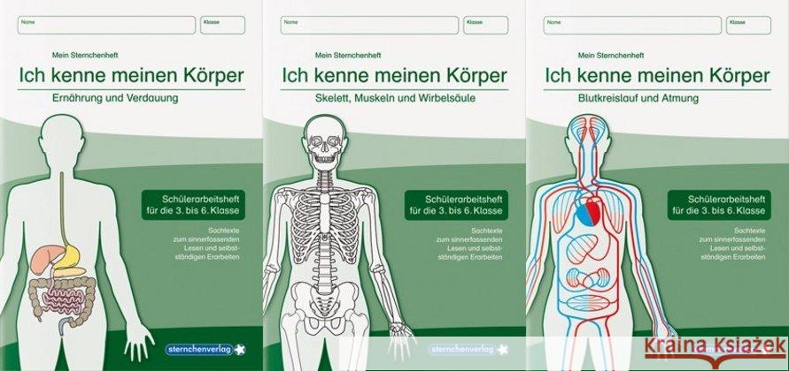 Ich kenne meinen Körper, 3 Hefte : Skelett, Muskeln und Wirbelsäule; Blutkreislauf und Atmung; Ernährung und Verdauung. 3 Schülerarbeitshefte für die 3. bis 6. Klasse. Sachtexte zum sinnerfassenden Le Langhans, Katrin 9783939293385
