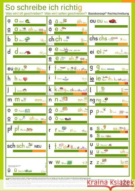 So schreibe ich richtig. Was wird oft geschrieben? Was wird selten geschrieben? : Übersichtsposter DIN A1. Basiskonzept® Rechtschreiben Thomé, Günther; Thomé, Dorothea 9783942122290