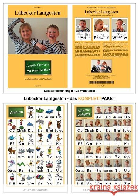 Lübecker Lautgesten - Das Komplettpaket : Lesen lernen mit Hilfe von Handzeichen. Loseblattsammlung mit 37 Wandtafeln und 2 Plakaten Kossak, Reinhard 9783944326320