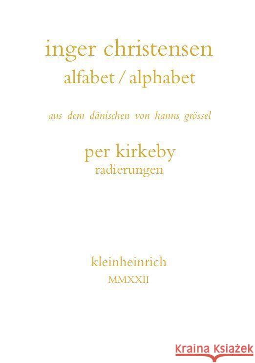 alfabet / alphabet Christensen, Inger 9783945237601 Kleinheinrich Buch- und Kunstverlag