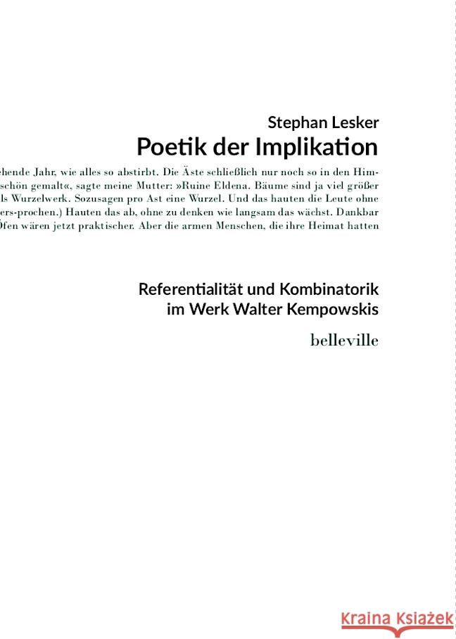 Poetik der Implikation Lesker, Stephan 9783946875840 belleville