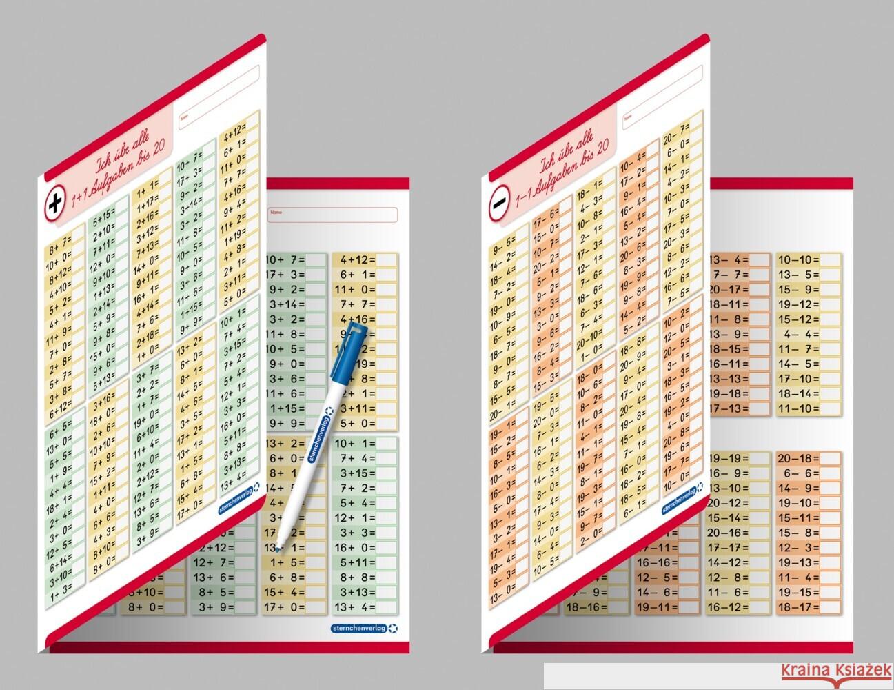 Ich übe alle Additionsaufgaben und Subtraktionsaufgaben im Zahlenraum bis 20 mit Stift sternchenverlag GmbH, Langhans, Katrin 9783946904588 Sternchenverlag