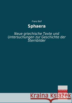 Sphaera Franz Boll 9783955623531 Bremen University Press