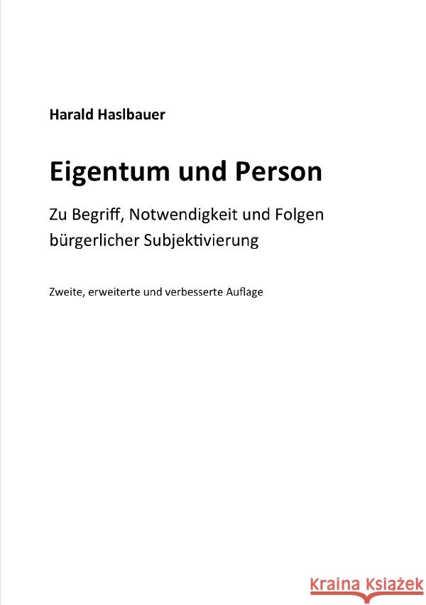 Eigentum und Person Haslbauer, Harald 9783956455155