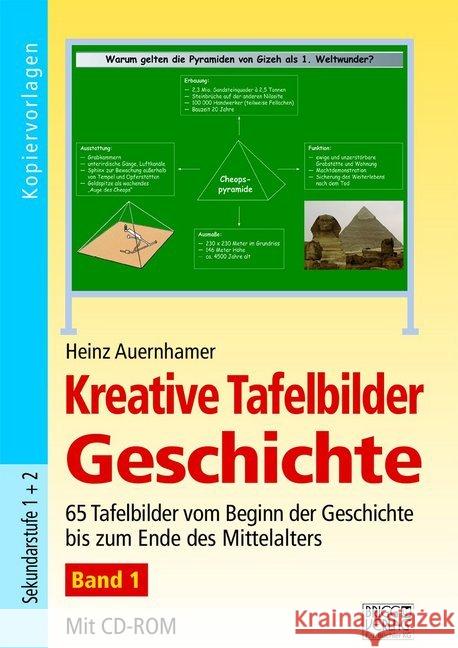 Kreative Tafelbilder Geschichte, m. CD-ROM. Bd.1 : 65 Tafelbilder vom Beginn der Geschichte bis zum Ende des Mittelalters Auernhamer, Heinz 9783956601316