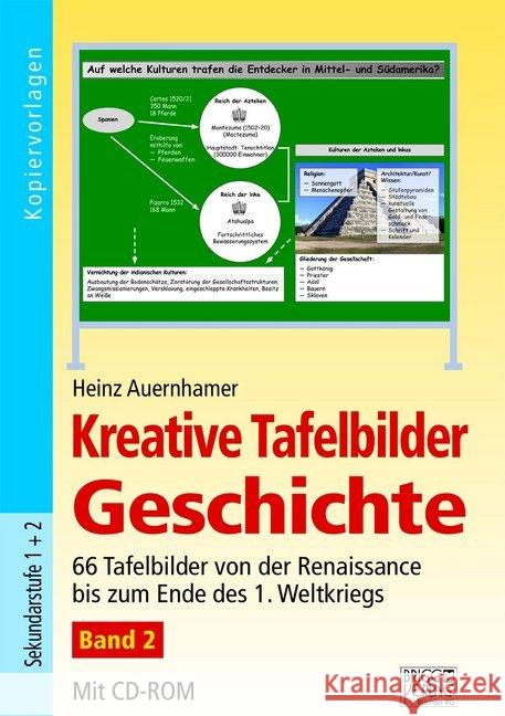 Kreative Tafelbilder Geschichte, m. CD-ROM. Bd.2 : 66 Tafelbilder von der Renaissace bis zum Ende des 1. Weltkriegs Auernhamer, Heinz 9783956601323