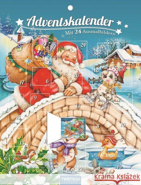 Adventskalender mit 24 Ausmalbildern : Ausmal-Adventskalender  9783957743909 Trötsch