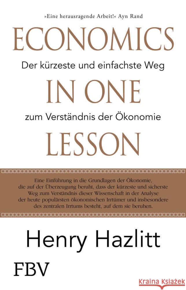 Economics in one Lesson Hazlitt, Henry 9783959726054 FinanzBuch Verlag