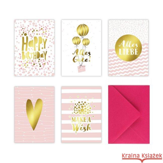 5 Geburtstagskarten im Set inkl. Umschläge in pink Wirth, Lisa 9783961118120 Nova MD