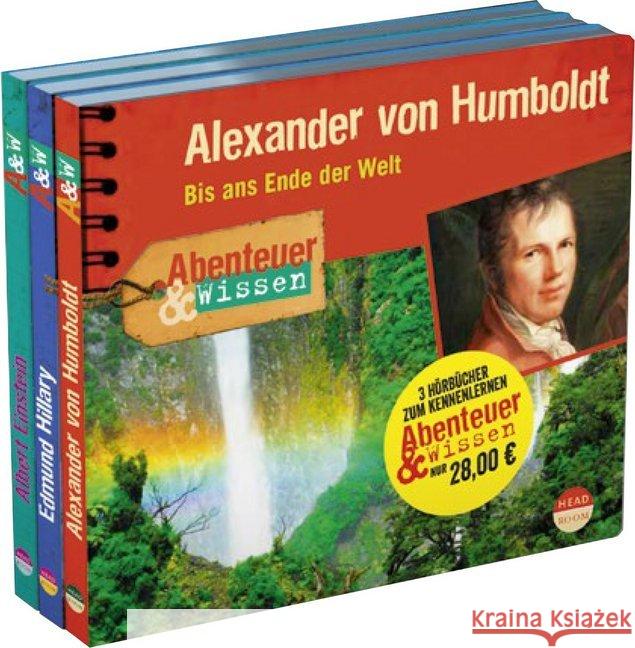 Abenteuer & Wissen Kennenlernangebot, 3 Audio-CDs : Alexander von Humboldt, Edmund Hillary, Albert Einstein, Lesung Steudtner, Robert; Hempel, Berit 9783963460227 headroom sound production