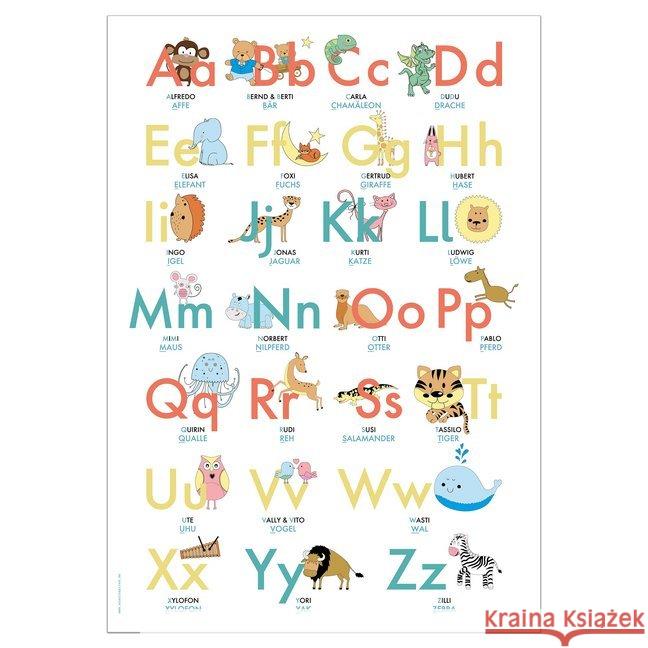 ABC Poster 70,7x100 cm Alphabet spielerisch mit Tieren lernen Das ABC-Lernposter mit Groß- und Kleinbuchstaben : ABC-Plakat fürs Kinderzimmer im DIN B1 Format Wirth, Lisa 9783964439291 Nova MD