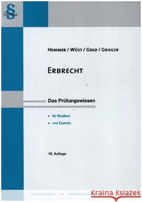 Erbrecht Hemmer, Karl-Edmund, Wüst, Achim, Gold, Ingo 9783968380544 hemmer/wüst