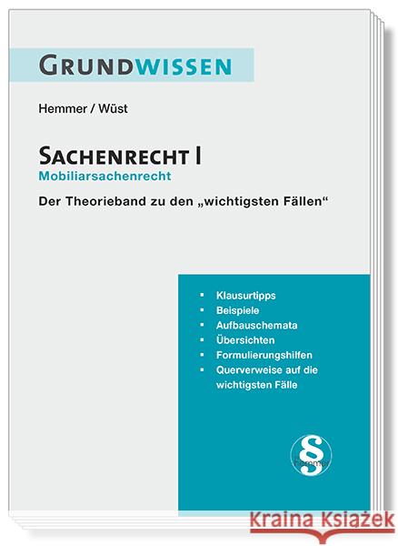 Grundwissen Sachenrecht I - Mobiliarsrecht Hemmer, Karl-Edmund, Wüst, Achim, d'Alquen, Clemens 9783968382937