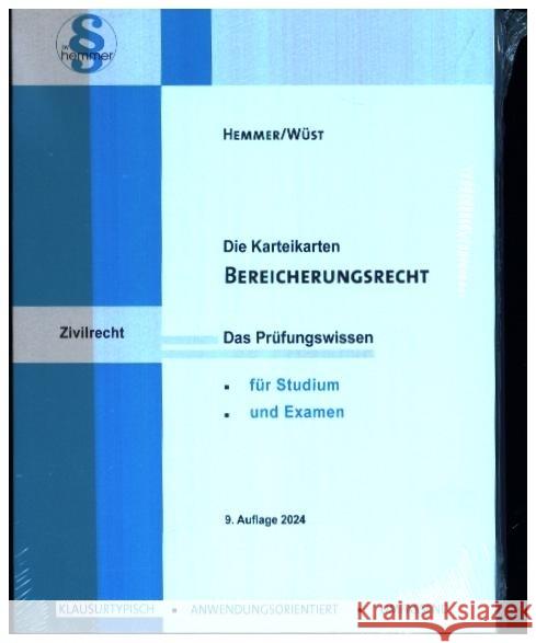 Karteikarten Bereicherungsrecht Hemmer, Karl-Edmund, Wüst, Achim 9783968383019