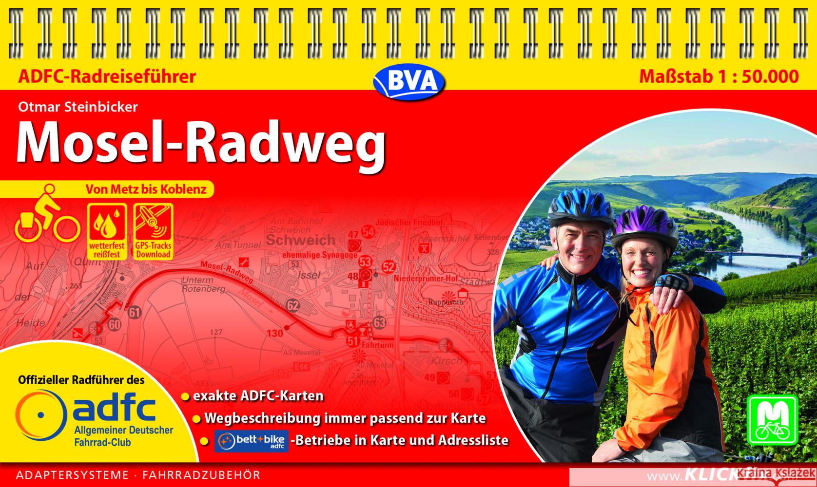 ADFC-Radreiseführer Mosel-Radweg 1:50.000 praktische Spiralbindung, reiß- und wetterfest, GPS-Tracks Download Steinbicker, Otmar 9783969900819 BVA BikeMedia