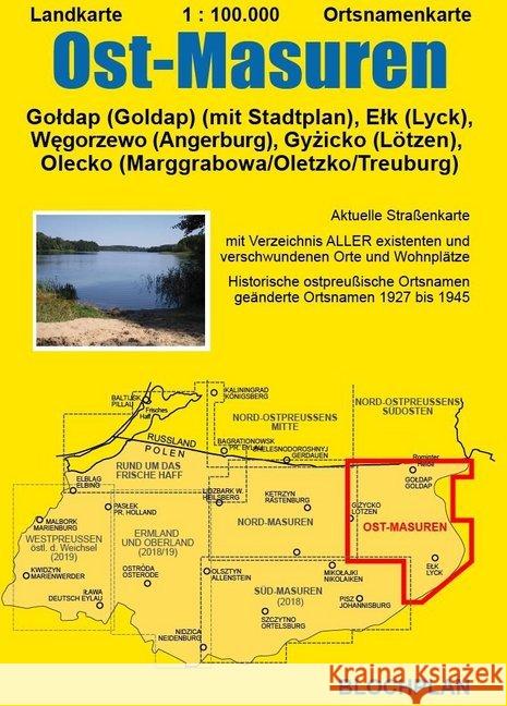 Landkarte Ost-Masuren : Goldap (Goldap) (mit Stadtplan), Elk (Lyck), W gorzewo (Angerburg), Gyzicko (Lötzen), Olecko (Marggrabowa/Oletzko/Treuburg). Aktuelle Straßenkarte mit Verzeichnis aller existen Bloch, Dirk 9783981821024