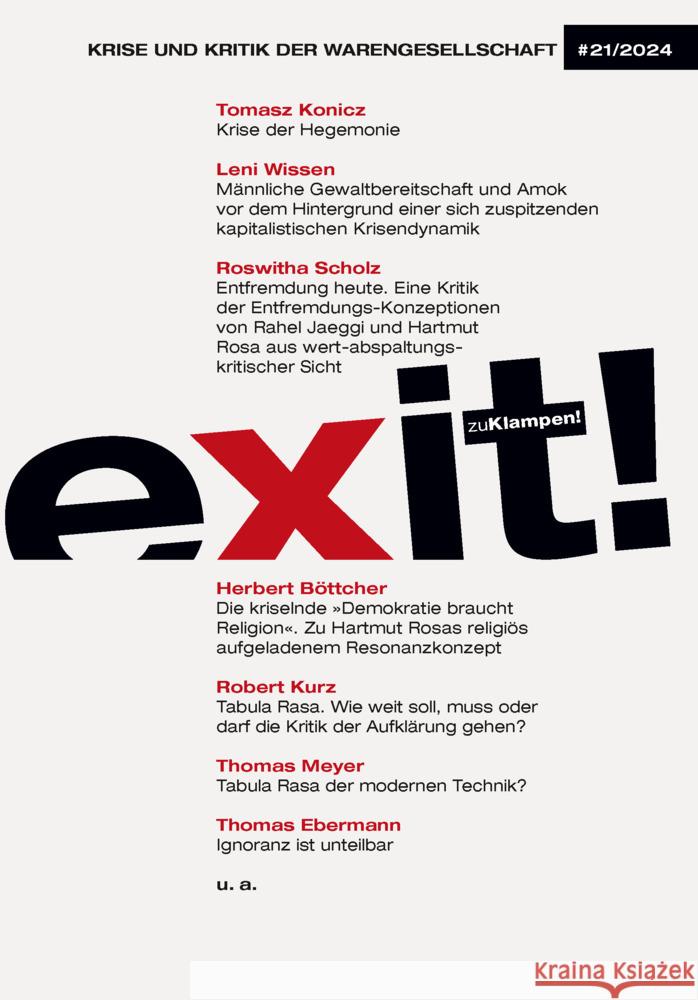 exit! Krise und Kritik der Warengesellschaft Konicz, Tomasz, Wissen, Leni, Böttcher, Herbert 9783987370182 zu Klampen Verlag