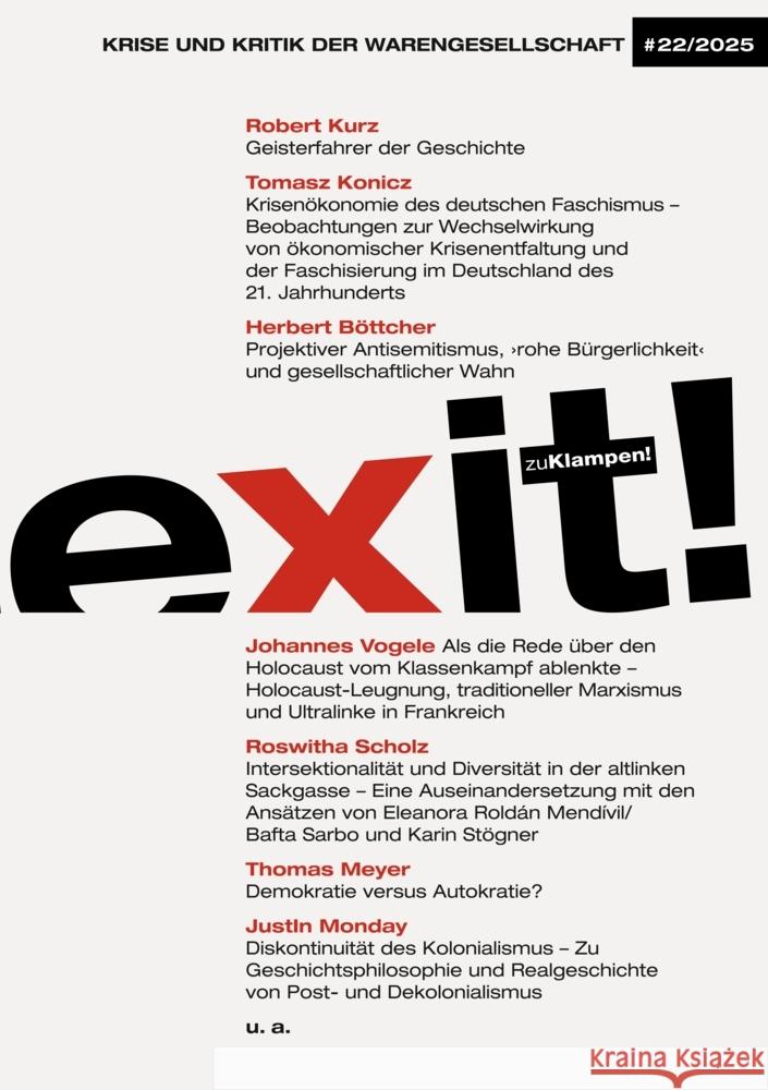 exit! Krise und Kritik der Warengesellschaft Konicz, Tomasz, Vogele, Johannes, Böttcher, Herbert 9783987370335