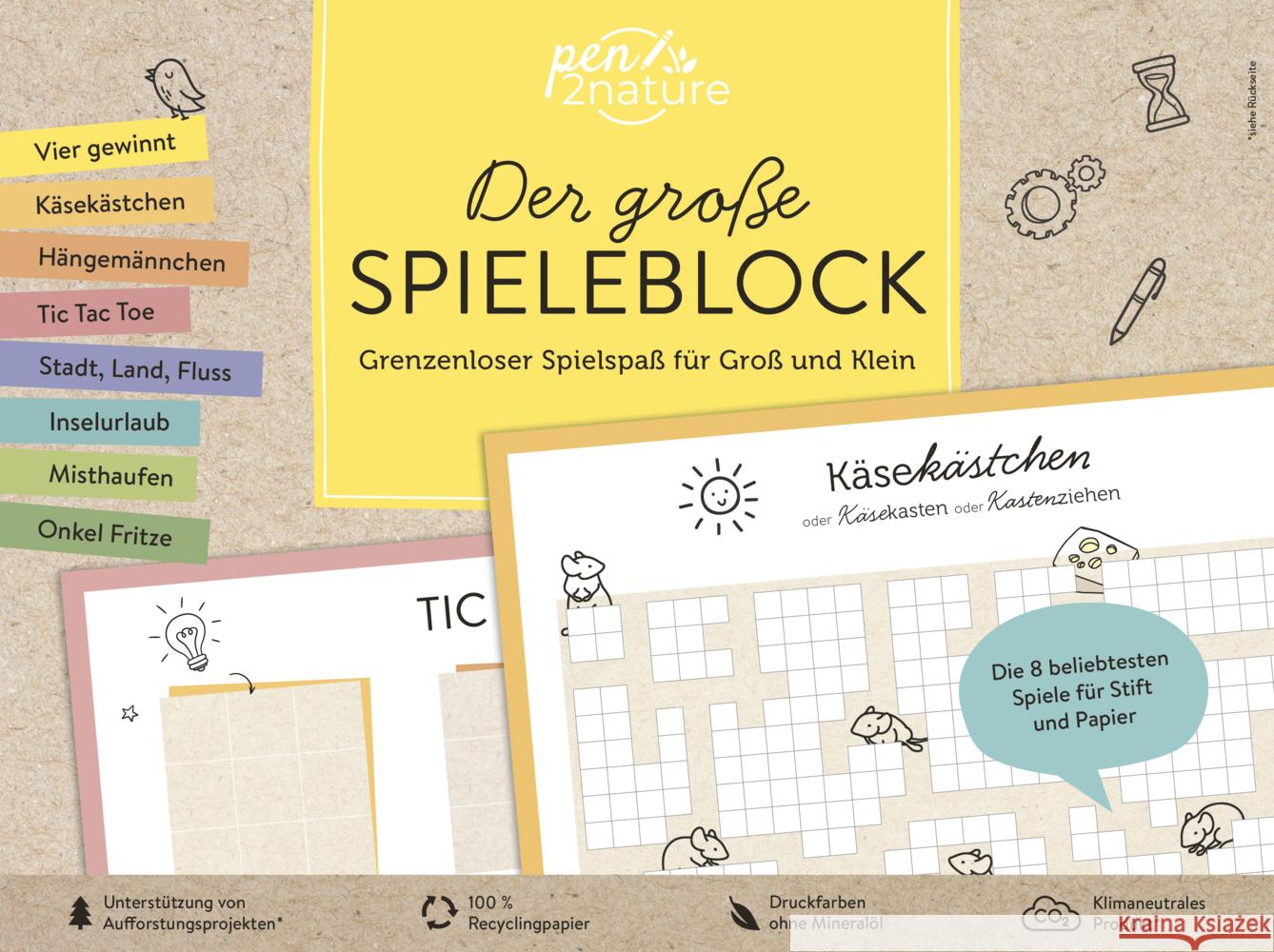 Der große Spieleblock. Grenzenloser Spielspaß für Groß und Klein pen2nature 9783987640353