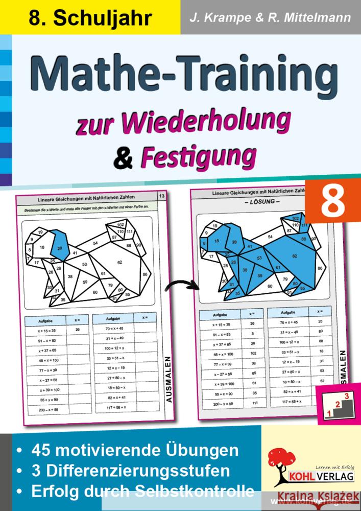 Mathe-Training zur Wiederholung und Festigung / Klasse 8 Krampe, Jörg, Mittelmann, Rolf 9783988410627