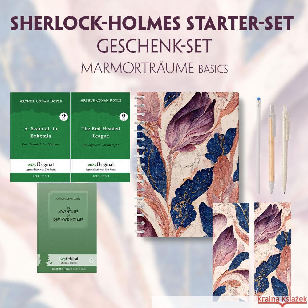 The Adventures of Sherlock Holmes Starter-Paket Geschenkset (mit Audio-Online) + Marmorträume Schreibset Basics, m. 3 Beilage, m. 3 Buch Doyle, Arthur Conan 9783991129226