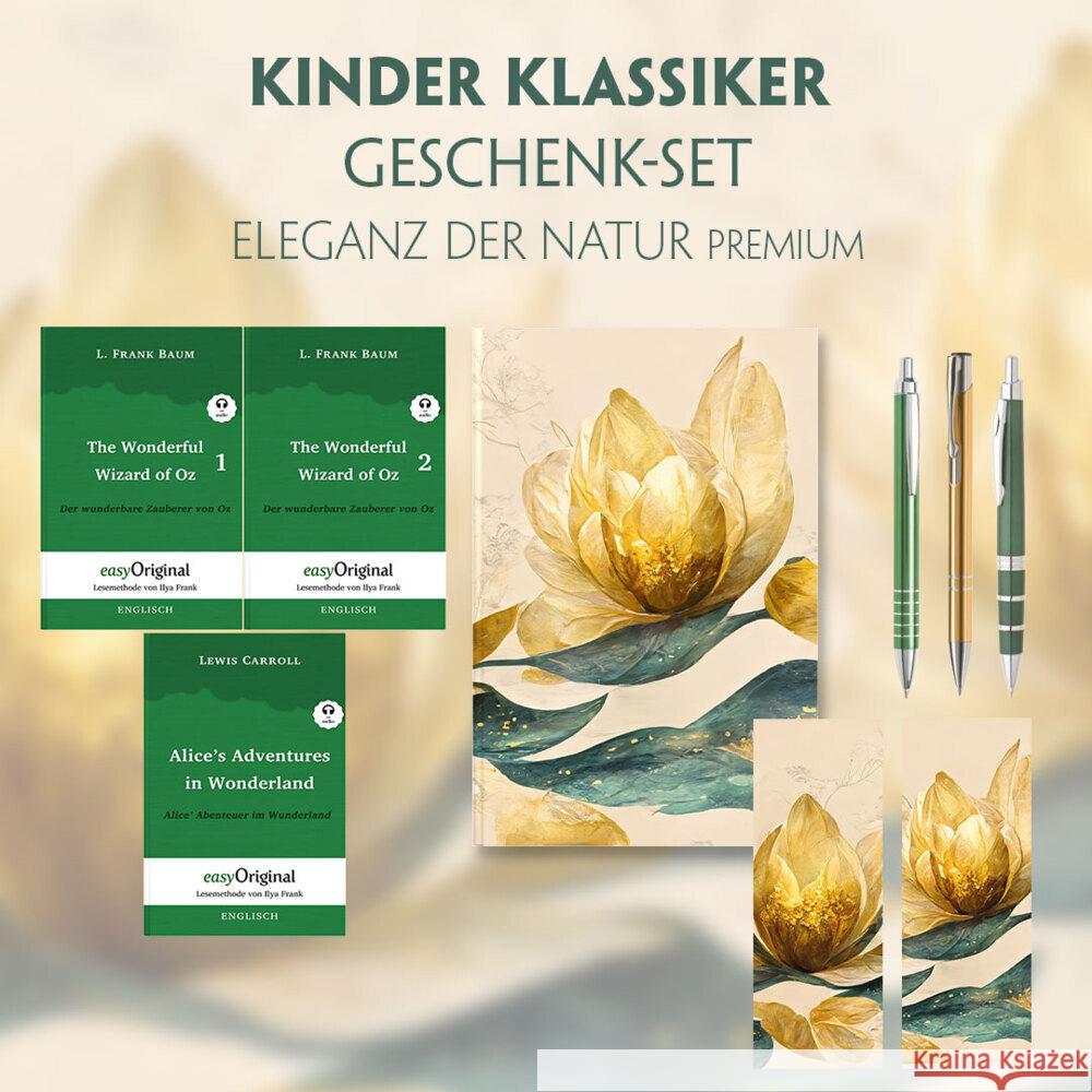 Kinder Klassiker Geschenkset - 3 Bücher (mit Audio-Online) + Eleganz der Natur Schreibset Premium, m. 3 Beilage, m. 3 Buch Carroll, Lewis, Baum, L. Frank 9783991129257 EasyOriginal
