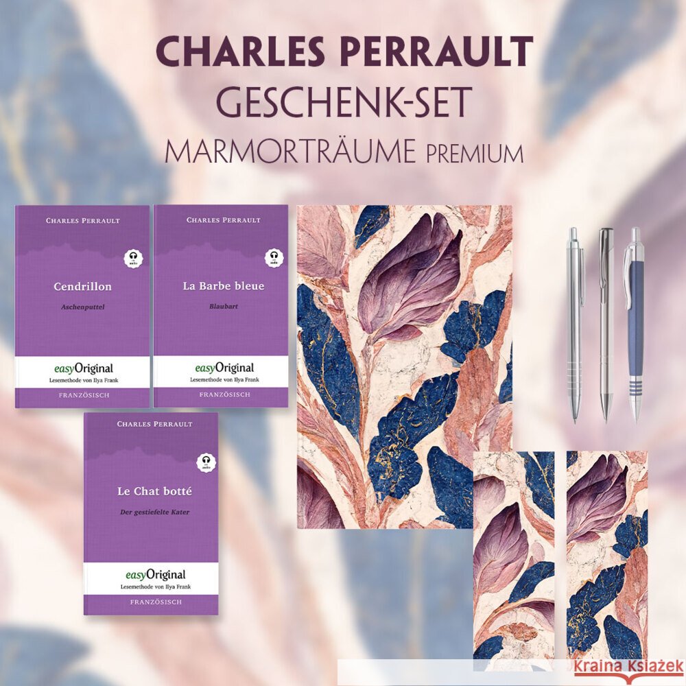 Charles Perrault Geschenkset - 3 Bücher (mit Audio-Online) + Marmorträume Schreibset Premium, m. 3 Beilage, m. 3 Buch Perrault, Charles 9783991129639 EasyOriginal