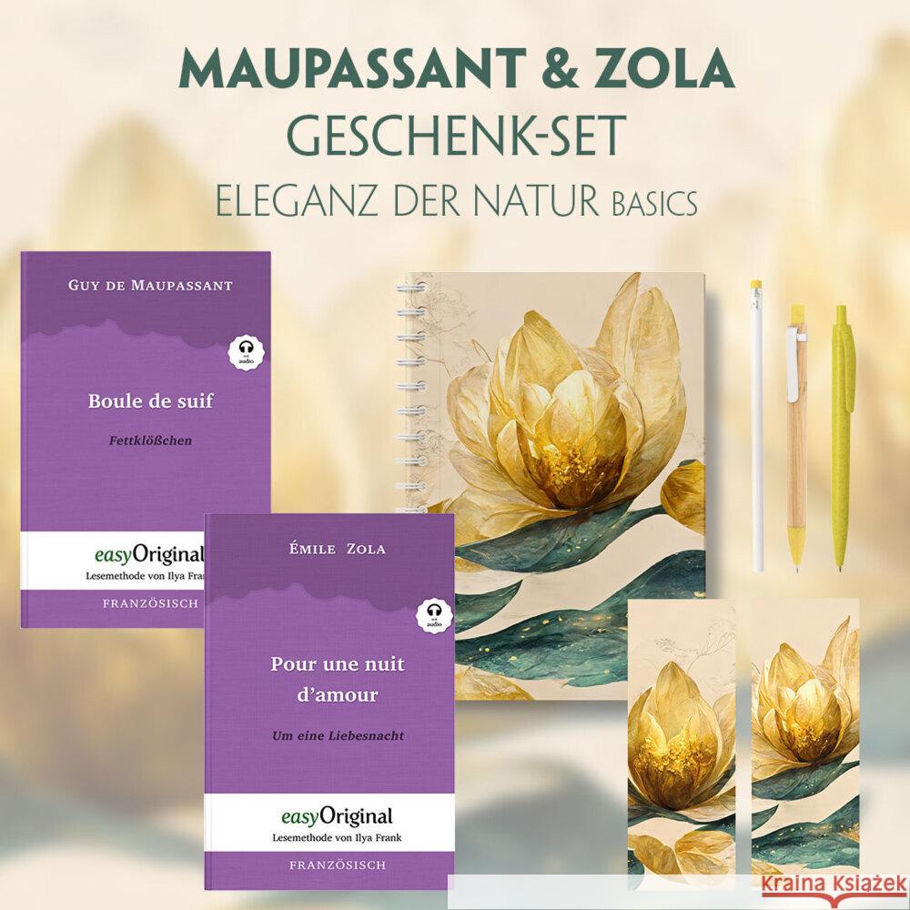 Guy de Maupassant & Émile Zola Geschenkset - 2 Bücher (mit Audio-Online) + Eleganz der Natur Schreibset Basics, m. 2 Beilage, m. 2 Buch Maupassant, Guy de, Zola, Émile 9783991129646 EasyOriginal