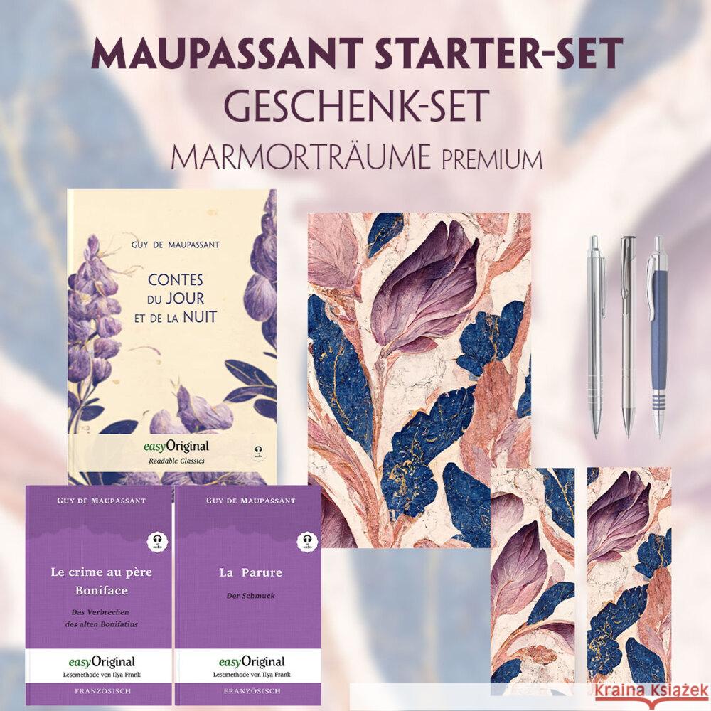 Guy de Maupassant Starter-Paket Geschenkset 3 Bücher (mit Audio-Online) + Marmorträume Schreibset Premium, m. 3 Beilage, m. 3 Buch Maupassant, Guy de 9783991129714
