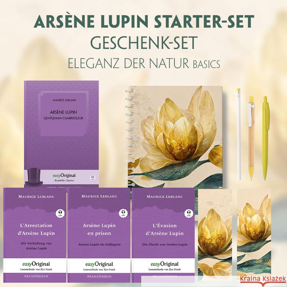 Arsène Lupin Starter-Paket Geschenkset - 4 Bücher (mit Audio-Online) + Eleganz der Natur Schreibset Basics, m. 4 Beilage, m. 4 Buch Leblanc, Maurice 9783991129806 EasyOriginal