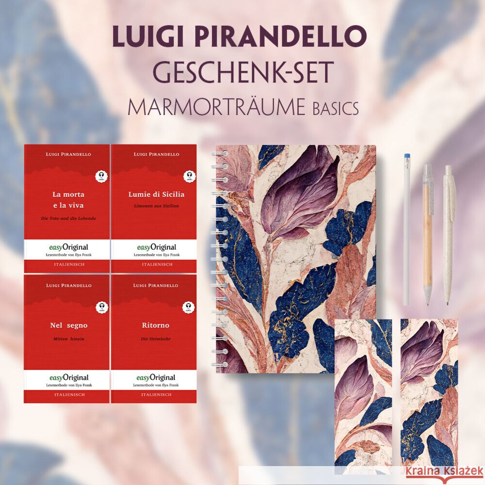 Luigi Pirandello Geschenkset - 4 Bücher (mit Audio-Online) + Marmorträume Schreibset Basics, m. 4 Beilage, m. 4 Buch Pirandello, Luigi 9783991129905 EasyOriginal