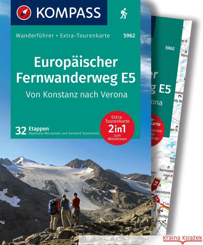 KOMPASS Wanderführer 5962 Europäischer Fernwanderweg E5, Von Konstanz nach Verona, 32 Etappen Stummvoll, Gerhard, Moczynski, Raphaela 9783991214007 Kompass-Karten