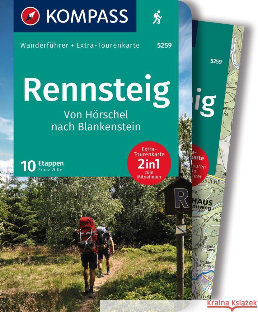 KOMPASS Wanderführer 5259 Rennsteig, 10 Etappen Wille, Franz 9783991215455 Kompass-Karten