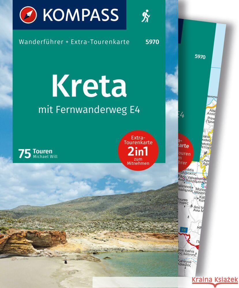 KOMPASS Wanderführer Kreta mit Weitwanderweg E4, 75 Touren mit Extra-Tourenkarte Will, Michael 9783991541806 Kompass-Karten