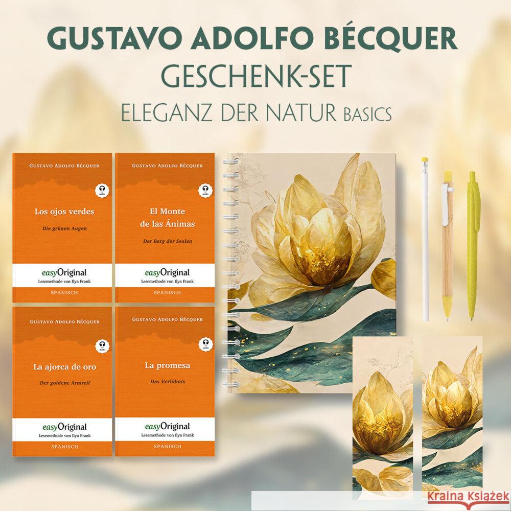 Gustavo Adolfo Bécquer Geschenkset - 4 Bücher (mit Audio-Online) + Eleganz der Natur Schreibset Basics, m. 4 Beilage, m. 4 Buch Bécquer, Gustavo Adolfo 9783991680048