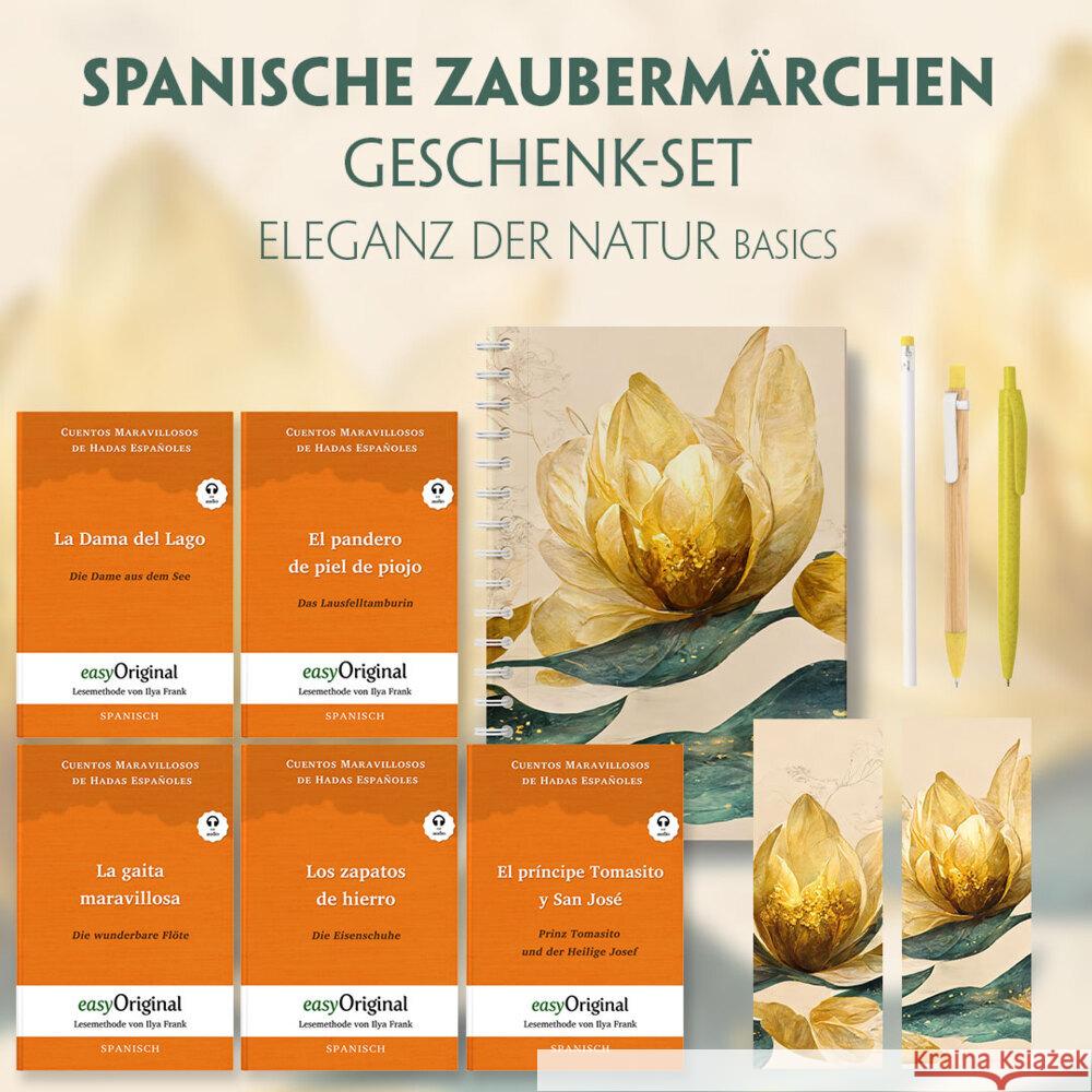Spanische Zaubermärchen Geschenkset - 5 Bücher (mit Audio-Online) + Eleganz der Natur Schreibset Basics, m. 5 Beilage, m. 5 Buch Cuentos 9783991680086