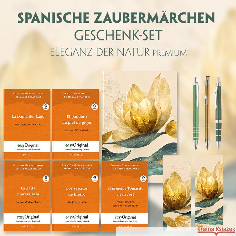 Spanische Zaubermärchen Geschenkset - 5 Bücher (mit Audio-Online) + Eleganz der Natur Schreibset Premium, m. 5 Beilage, m. 5 Buch Cuentos 9783991680093