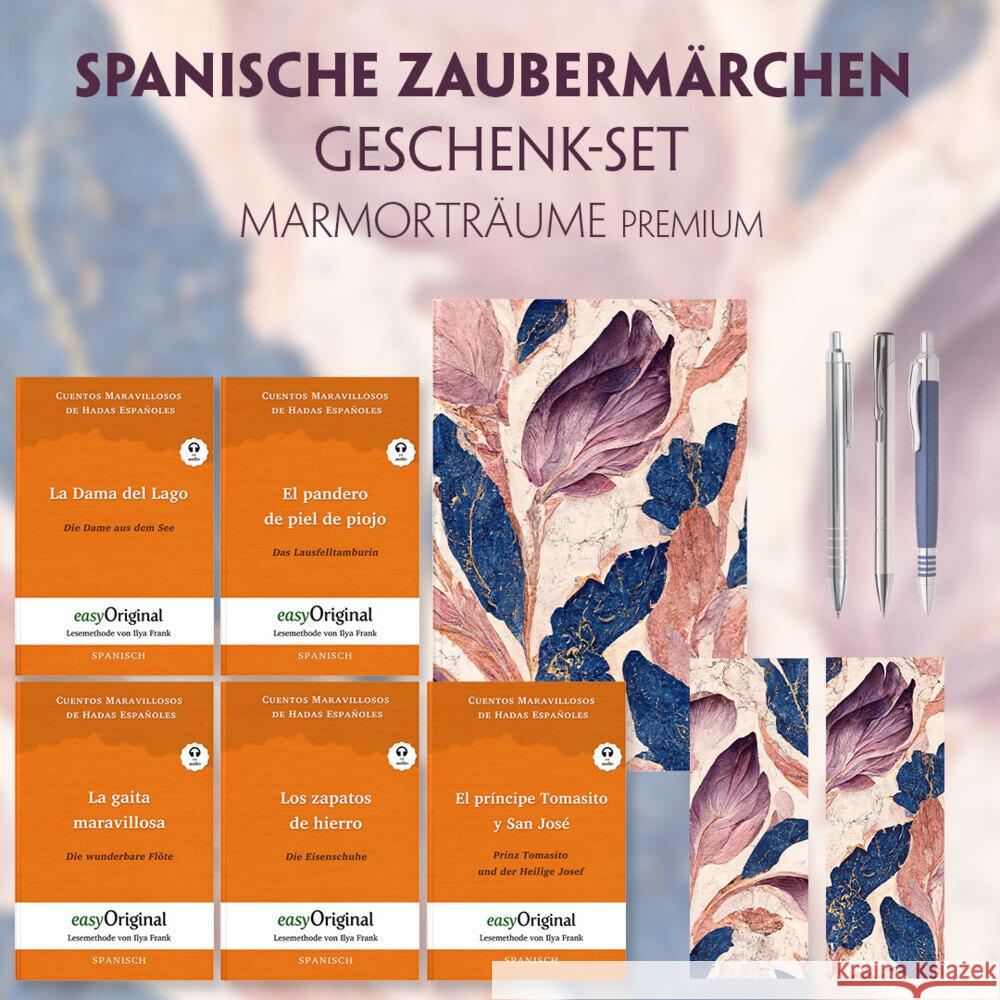 Spanische Zaubermärchen Geschenkset - 5 Bücher (mit Audio-Online) + Marmorträume Schreibset Premium, m. 5 Beilage, m. 5 Buch Cuentos 9783991680116