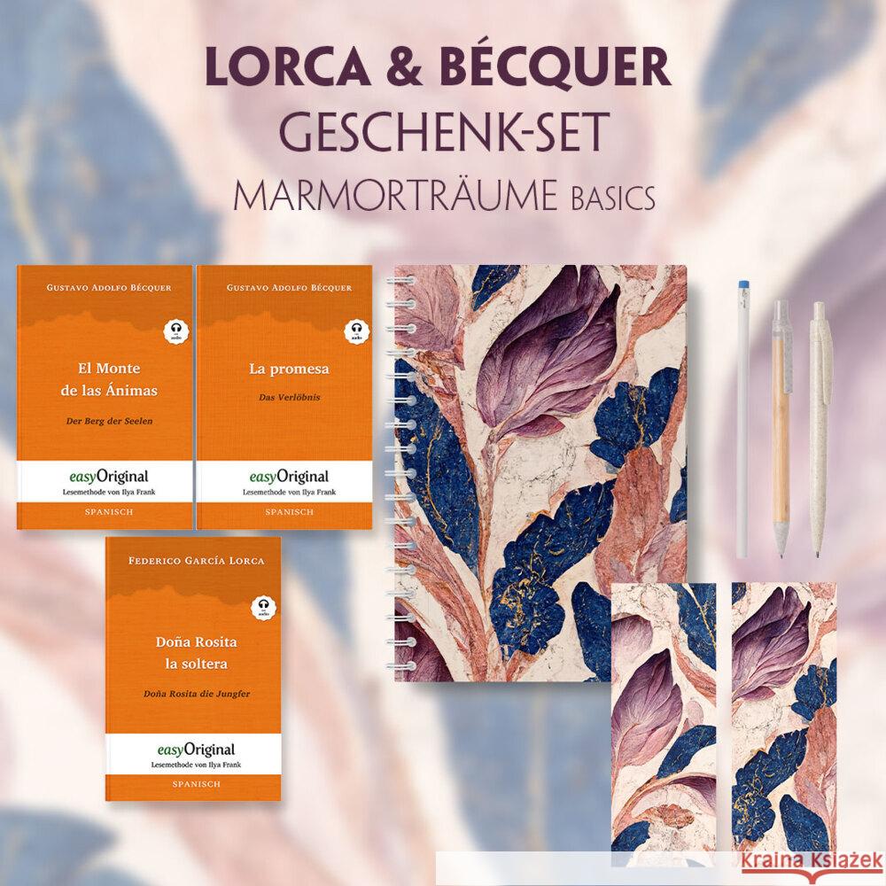 Lorca & Bécquer Geschenkset - 3 Bücher (mit Audio-Online) + Marmorträume Schreibset Basics, m. 3 Beilage, m. 3 Buch García Lorca, Federico, Bécquer, Gustavo Adolfo 9783991680147 EasyOriginal
