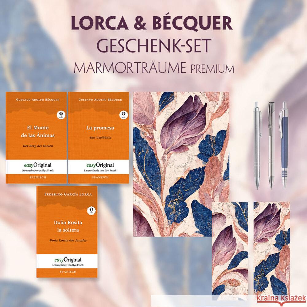 Lorca & Bécquer Geschenkset - 3 Bücher (mit Audio-Online) + Marmorträume Schreibset Premium, m. 3 Beilage, m. 3 Buch García Lorca, Federico, Bécquer, Gustavo Adolfo 9783991680154 EasyOriginal